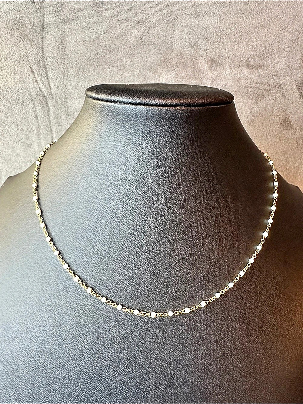 Satycaly Gold Beaded Chain Necklace